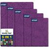 Muddy Mat® Pack of 5 Absorbent Microfiber Door Mat and Pet Rug Non Slip Thick Washable Area and Bath Mat Soft Chenille for Kitchen Bathroom Bedroom Indoor and Outdoor – Dark Purple (Sizes S to XXL)