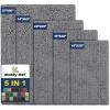 Muddy Mat® Pack of 5 Highly Absorbent Microfiber Door Mat and Pet Rug Non Slip Thick Washable Area and Bath Mat Soft Chenille for Kitchen Bathroom Bedroom Indoor and Outdoor – Grey (Sizes S to XXL)