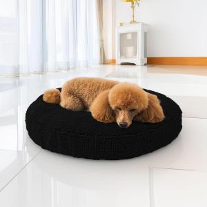 Muddy Mat® Cloud K-9 Bed for Dogs & Cats, Soft & Relaxing Round Dog Bed, Chenille Material, Removable Cover, Washable & Dryer Safe–Grey Large(40’x40′)(Black)