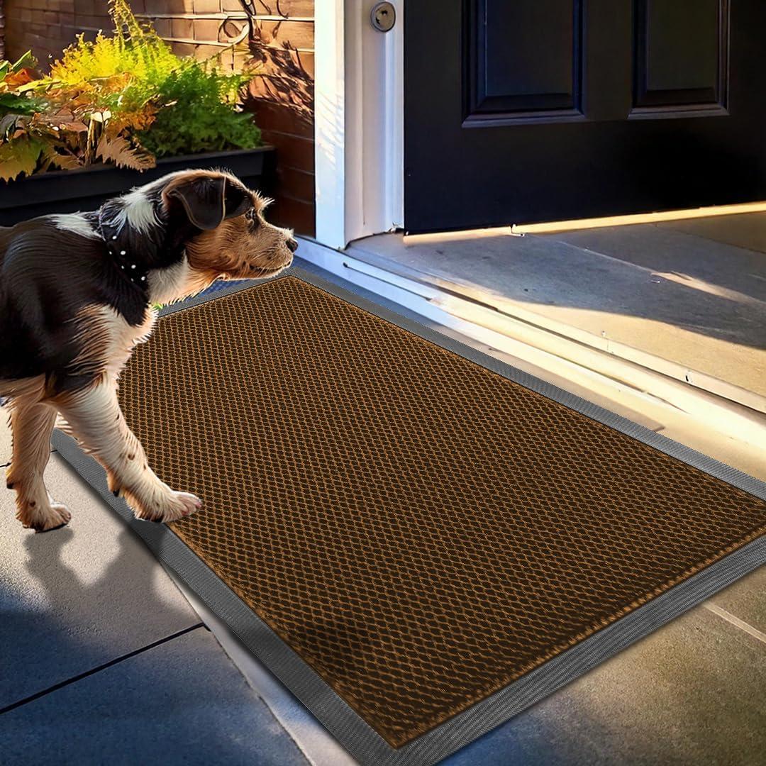 imageMuddy Mat Mesh QuickDry Door Mat HeavyDuty Dirt Trapper for Outdoor ampamp Indoor Use Ideal for Entrance Mudrooms Patios and Garages LowProfile NonSlip Washable Orange 23quotx35quotx04quotOrange