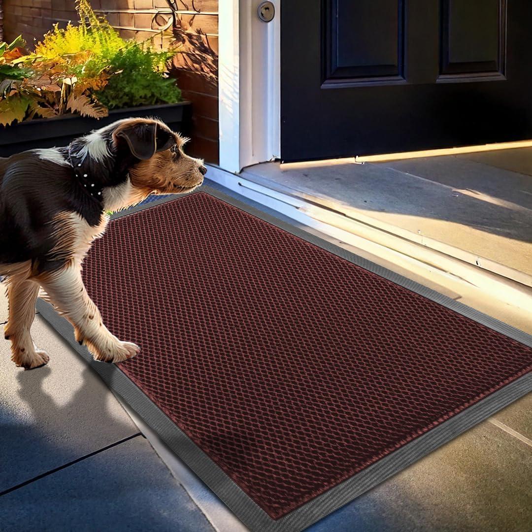 imageMuddy Mat Mesh QuickDry Door Mat HeavyDuty Dirt Trapper for Outdoor ampamp Indoor Use Ideal for Entrance Mudrooms Patios and Garages LowProfile NonSlip Washable Orange 23quotx35quotx04quotRed