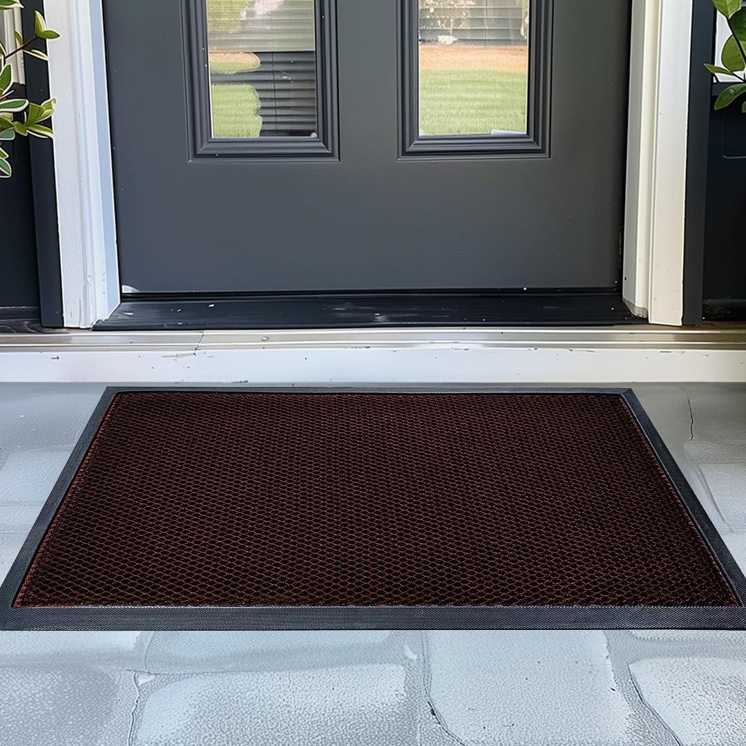 imageMuddy Mat Mesh QuickDry Door Mat HeavyDuty Dirt Trapper for Outdoor ampamp Indoor Use Ideal for Entrance Mudrooms Patios and Garages LowProfile NonSlip Washable Orange 23quotx35quotx04quotRed