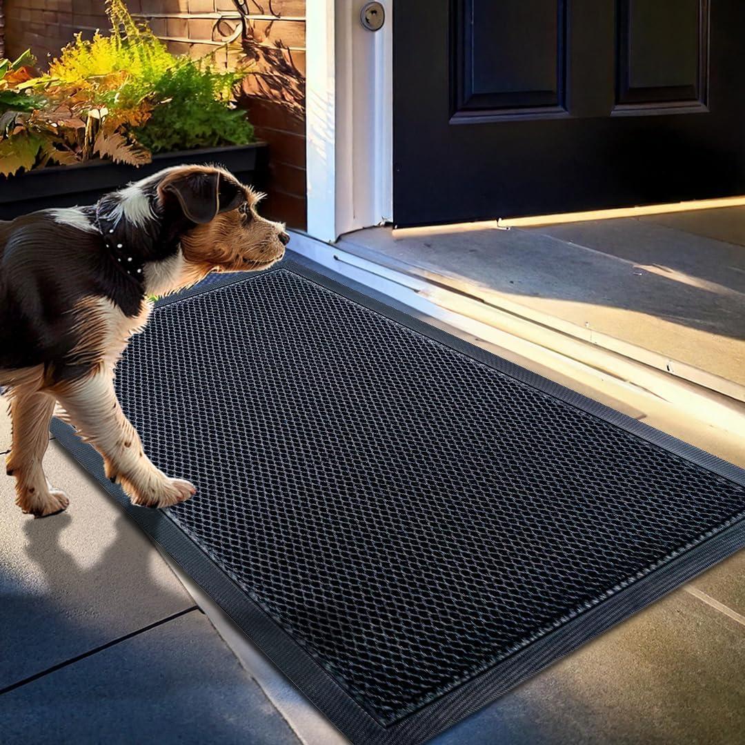 imageMuddy Mat Mesh QuickDry Door Mat HeavyDuty Dirt Trapper for Outdoor ampamp Indoor Use Ideal for Entrance Mudrooms Patios and Garages LowProfile NonSlip Washable Orange 23quotx35quotx04quotBlack