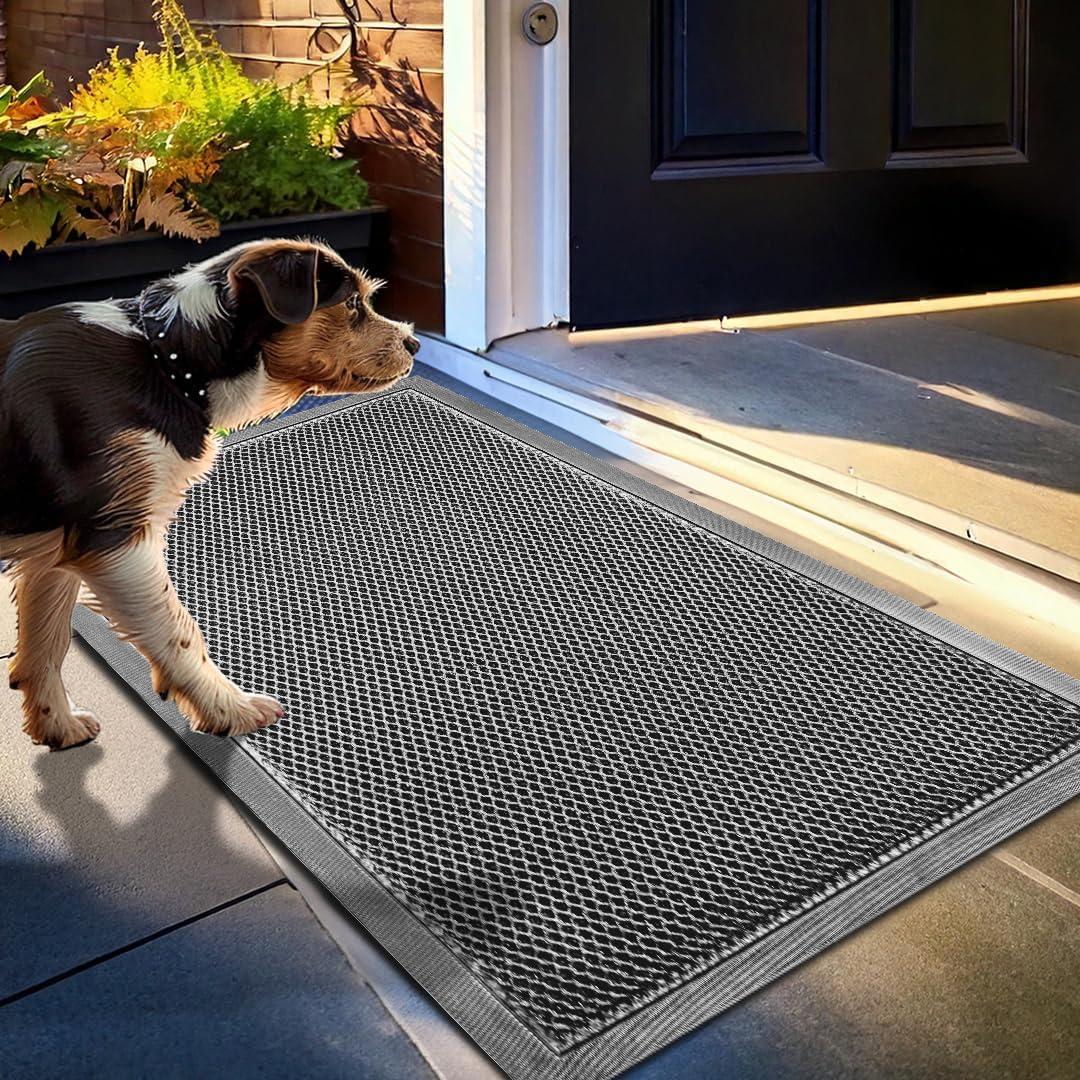 imageMuddy Mat Mesh QuickDry Door Mat HeavyDuty Dirt Trapper for Outdoor ampamp Indoor Use Ideal for Entrance Mudrooms Patios and Garages LowProfile NonSlip Washable Orange 23quotx35quotx04quotGrey