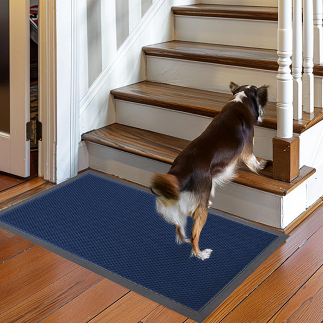 imageMuddy Mat Mesh QuickDry Door Mat HeavyDuty Dirt Trapper for Outdoor ampamp Indoor Use Ideal for Entrance Mudrooms Patios and Garages LowProfile NonSlip Washable Orange 23quotx35quotx04quotBlue