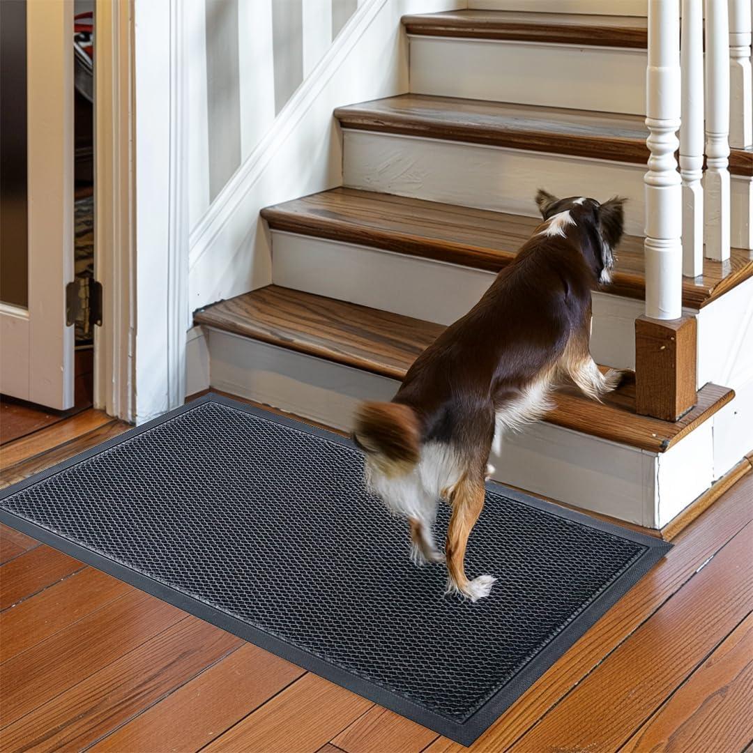 imageMuddy Mat Mesh QuickDry Door Mat HeavyDuty Dirt Trapper for Outdoor ampamp Indoor Use Ideal for Entrance Mudrooms Patios and Garages LowProfile NonSlip Washable Orange 23quotx35quotx04quotBlack