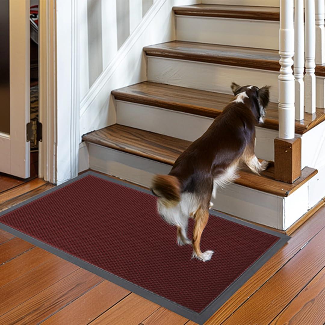 imageMuddy Mat Mesh QuickDry Door Mat HeavyDuty Dirt Trapper for Outdoor ampamp Indoor Use Ideal for Entrance Mudrooms Patios and Garages LowProfile NonSlip Washable Orange 23quotx35quotx04quotRed