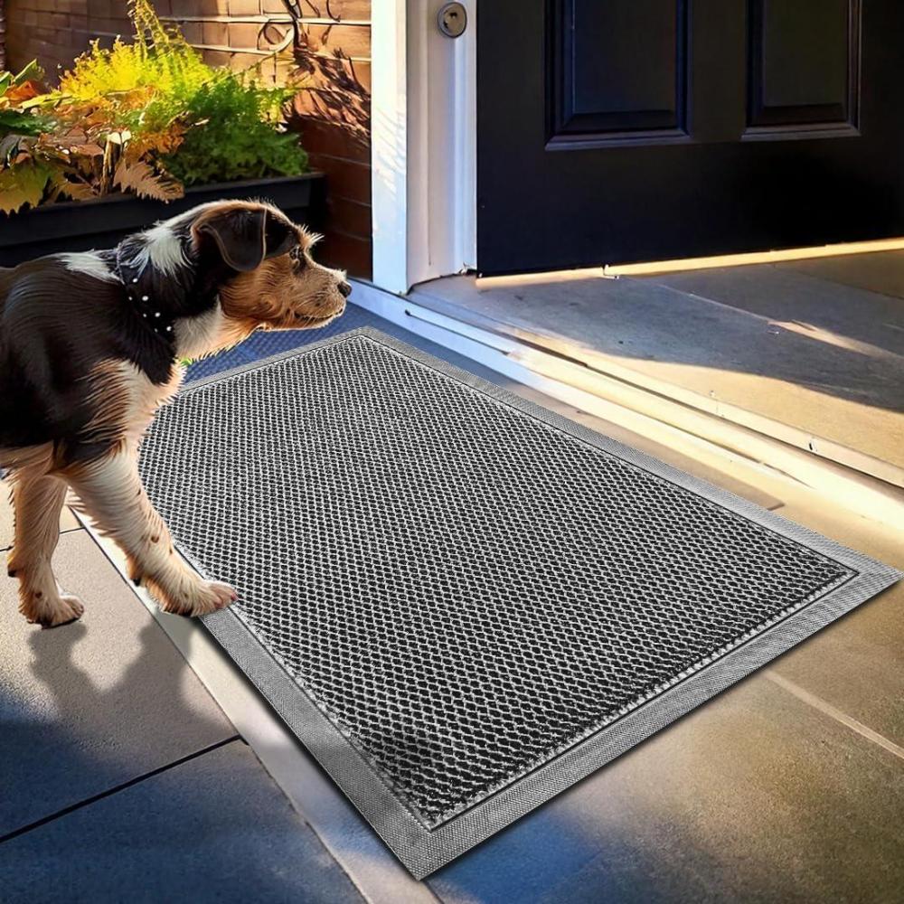 imageMuddy Mat Mesh QuickDry Door Mat HeavyDuty Dirt Trapper for Outdoor ampamp Indoor Use Ideal for Entrance Mudrooms Patios and Garages LowProfile NonSlip Washable Orange 23quotx35quotx04quotGrey