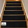 Muddy Mat® Pack of 8 – Soft Chenille Stair Treads Non-Slip Reusable, Super Absorbent Stair Treads for Wooden Steps, Tile & Marble Floor, Easy to Install & Machine Washable – Grey 30” x 7”(Black)
