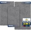 Muddy Mat® Pack of 3 Highly Absorbent Microfiber Dog Door Mat and Pet Rug, Non Slip Thick Washable Area Mat Soft Chenille for Kitchen Bathroom Bedroom and Outdoor – Grey Small, Medium & Large(Grey)