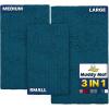 Muddy Mat® Pack of 3 Highly Absorbent Microfiber Dog Door Mat and Pet Rug, Non Slip Thick Washable Area Mat Soft Chenille for Kitchen Bathroom Bedroom and Outdoor – Grey Small, Medium & Large(Atlantic Blue)