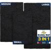 Muddy Mat® Pack of 3 Highly Absorbent Microfiber Dog Door Mat and Pet Rug, Non Slip Thick Washable Area Mat Soft Chenille for Kitchen Bathroom Bedroom and Outdoor – Grey Small, Medium & Large(Black)
