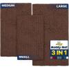Muddy Mat® Pack of 3 Highly Absorbent Microfiber Dog Door Mat and Pet Rug, Non Slip Thick Washable Area Mat Soft Chenille for Kitchen Bathroom Bedroom and Outdoor – Grey Small, Medium & Large(Chocolate Brown)