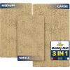 Muddy Mat® Pack of 3 Highly Absorbent Microfiber Dog Door Mat and Pet Rug, Non Slip Thick Washable Area Mat Soft Chenille for Kitchen Bathroom Bedroom and Outdoor – Grey Small, Medium & Large(Beige)