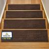 Muddy Mat® Pack of 8 – Soft Chenille Stair Treads Non-Slip Reusable, Super Absorbent Stair Treads for Wooden Steps, Tile & Marble Floor, Easy to Install & Machine Washable – Grey 30” x 7”(Chocolate Brown)