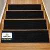 Muddy Mat® Pack of 8 – Soft Chenille Stair Treads Non-Slip Reusable, Super Absorbent Stair Treads for Wooden Steps, Tile & Marble Floor, Easy to Install & Machine Washable – Grey 30” x 7”(Black)