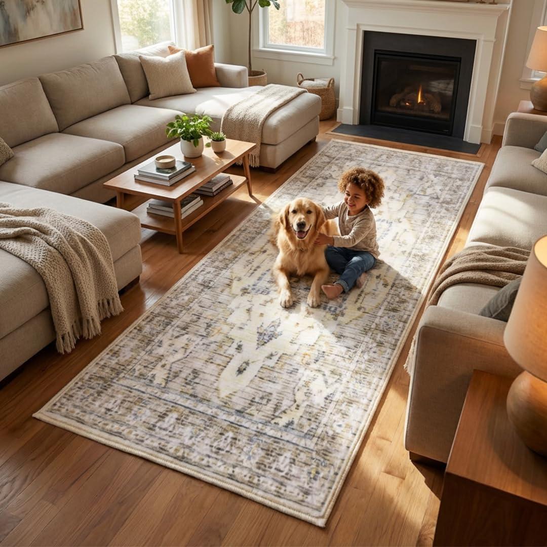 image:imageMuddy Mat Floral Multicolor 3x5 Boho Area Rug Washable Area Rugs for Living Room Bedroom amp Dining Room Modern Soft Low Pile Non Slip Carpet Pet Friendly Waterproof Foldable Rugs for HomeTuscany