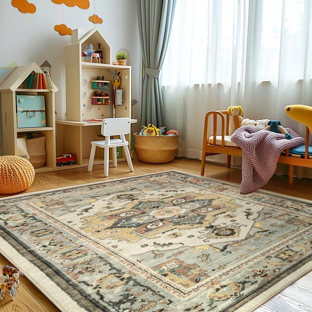 image:imageMuddy Mat Floral Multicolor 3x5 Boho Area Rug Washable Area Rugs for Living Room Bedroom amp Dining Room Modern Soft Low Pile Non Slip Carpet Pet Friendly Waterproof Foldable Rugs for HomeFloral