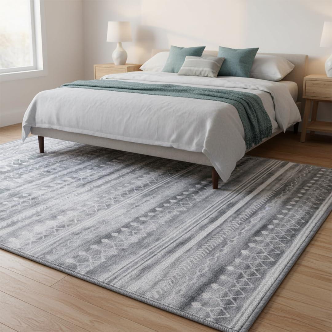image:imageMuddy Mat Floral Multicolor 3x5 Boho Area Rug Washable Area Rugs for Living Room Bedroom amp Dining Room Modern Soft Low Pile Non Slip Carpet Pet Friendly Waterproof Foldable Rugs for HomeGreyline