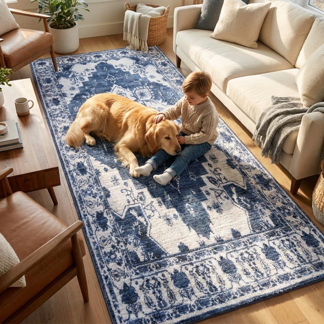 image:imageMuddy Mat Floral Multicolor 3x5 Boho Area Rug Washable Area Rugs for Living Room Bedroom amp Dining Room Modern Soft Low Pile Non Slip Carpet Pet Friendly Waterproof Foldable Rugs for HomeNavybell