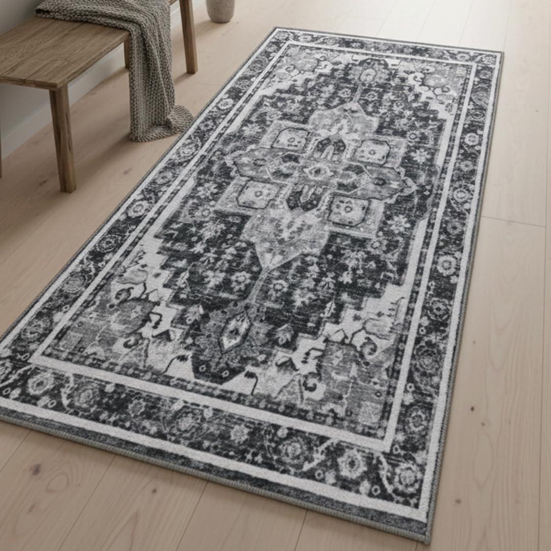 image:imageMuddy Mat Floral Multicolor 3x5 Boho Area Rug Washable Area Rugs for Living Room Bedroom amp Dining Room Modern Soft Low Pile Non Slip Carpet Pet Friendly Waterproof Foldable Rugs for HomeOnyx