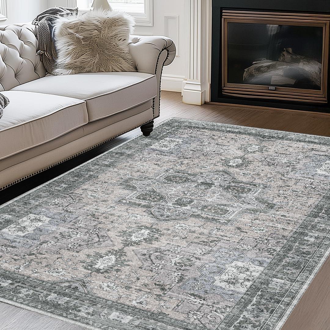image:imageMuddy Mat Floral Multicolor 3x5 Boho Area Rug Washable Area Rugs for Living Room Bedroom amp Dining Room Modern Soft Low Pile Non Slip Carpet Pet Friendly Waterproof Foldable Rugs for HomeBluebell