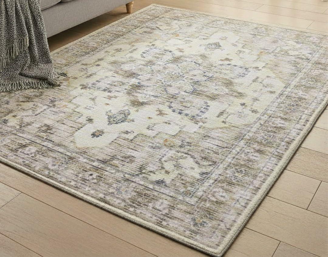 image:imageMuddy Mat Floral Multicolor 3x5 Boho Area Rug Washable Area Rugs for Living Room Bedroom amp Dining Room Modern Soft Low Pile Non Slip Carpet Pet Friendly Waterproof Foldable Rugs for HomeTuscany
