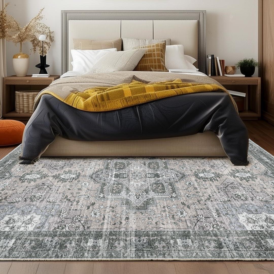 image:imageMuddy Mat Floral Multicolor 3x5 Boho Area Rug Washable Area Rugs for Living Room Bedroom amp Dining Room Modern Soft Low Pile Non Slip Carpet Pet Friendly Waterproof Foldable Rugs for HomeBluebell