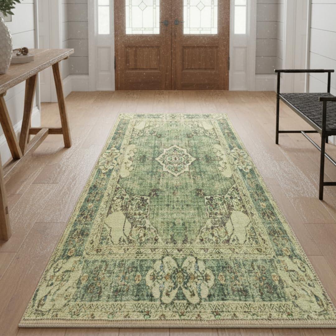 image:imageMuddy Mat Floral Multicolor 3x5 Boho Area Rug Washable Area Rugs for Living Room Bedroom amp Dining Room Modern Soft Low Pile Non Slip Carpet Pet Friendly Waterproof Foldable Rugs for HomeMajestic