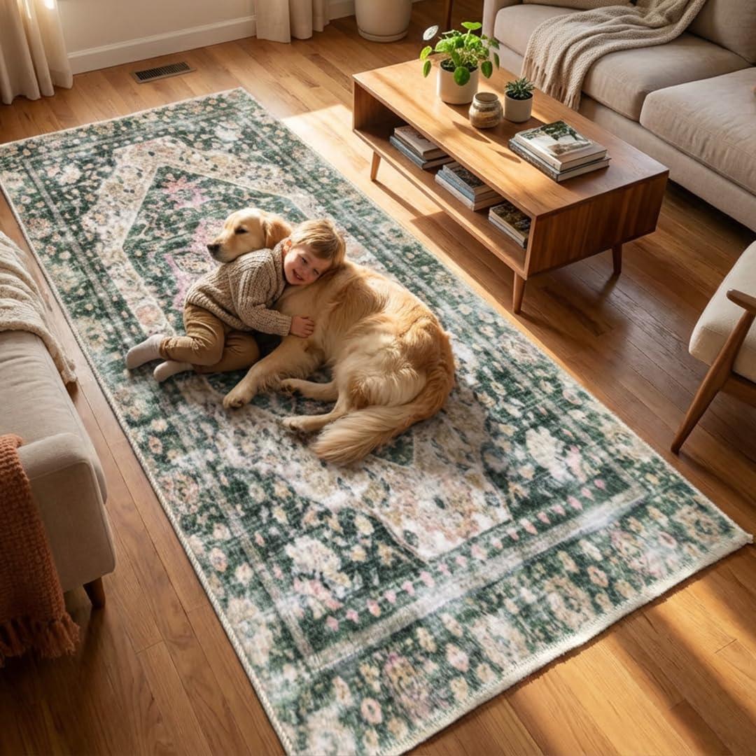 image:imageMuddy Mat Floral Multicolor 3x5 Boho Area Rug Washable Area Rugs for Living Room Bedroom amp Dining Room Modern Soft Low Pile Non Slip Carpet Pet Friendly Waterproof Foldable Rugs for HomeEden