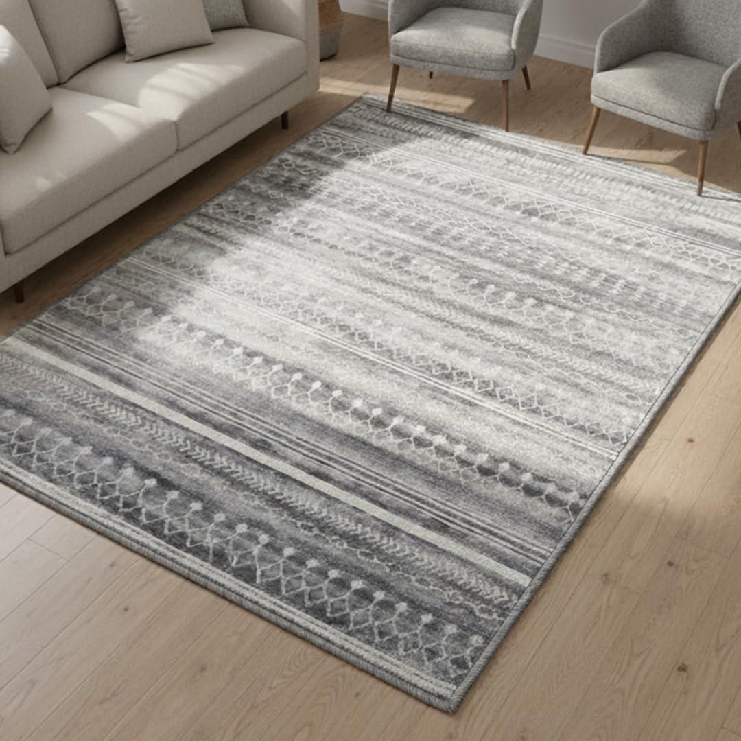 image:imageMuddy Mat Floral Multicolor 3x5 Boho Area Rug Washable Area Rugs for Living Room Bedroom amp Dining Room Modern Soft Low Pile Non Slip Carpet Pet Friendly Waterproof Foldable Rugs for HomeGreyline