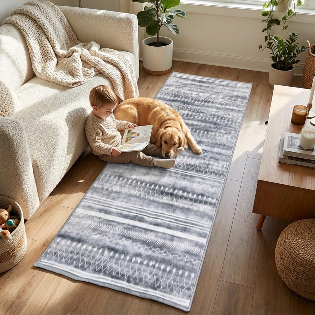 image:imageMuddy Mat Floral Multicolor 3x5 Boho Area Rug Washable Area Rugs for Living Room Bedroom amp Dining Room Modern Soft Low Pile Non Slip Carpet Pet Friendly Waterproof Foldable Rugs for HomeGreyline