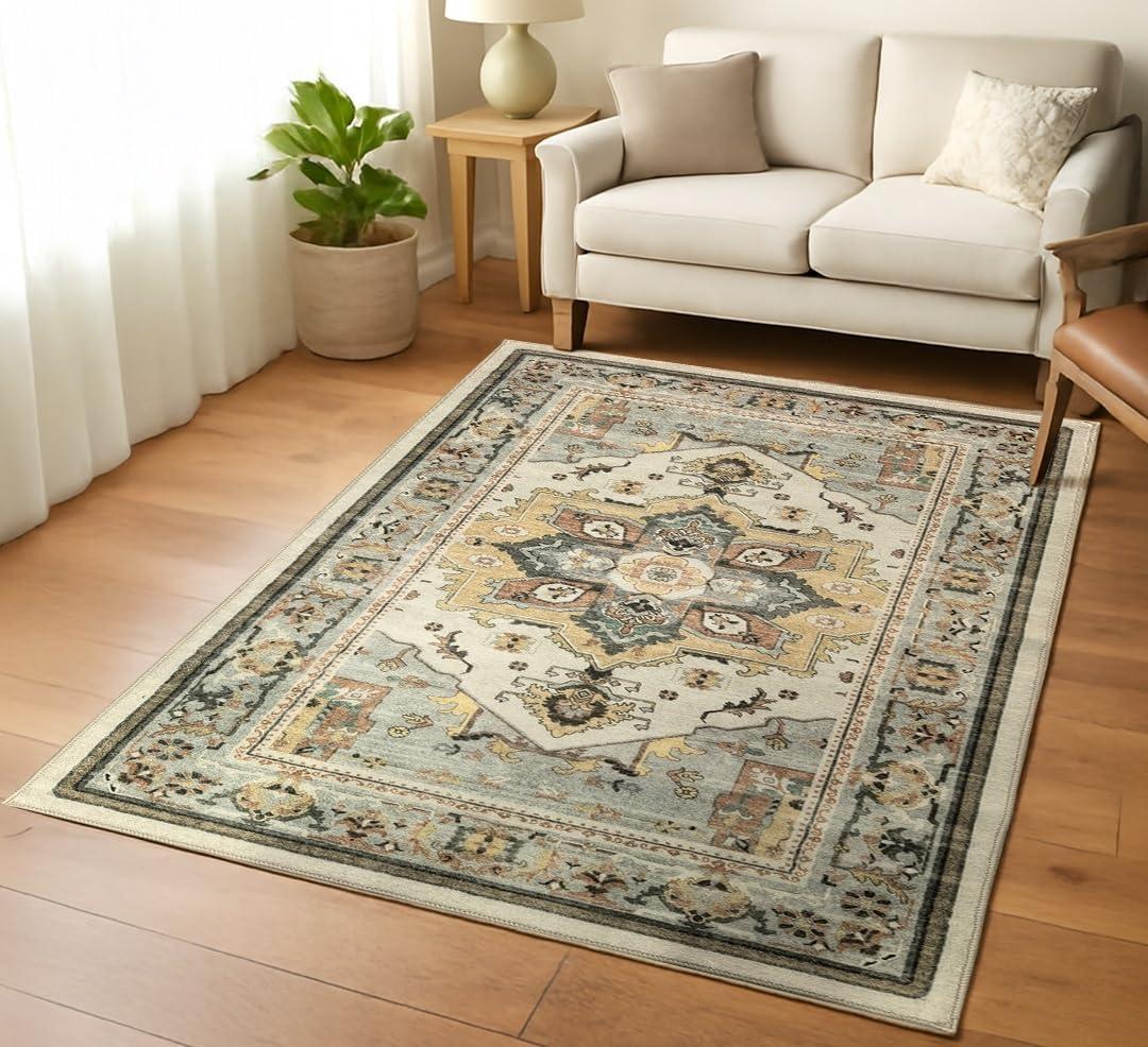 image:imageMuddy Mat Floral Multicolor 3x5 Boho Area Rug Washable Area Rugs for Living Room Bedroom amp Dining Room Modern Soft Low Pile Non Slip Carpet Pet Friendly Waterproof Foldable Rugs for HomeFloral