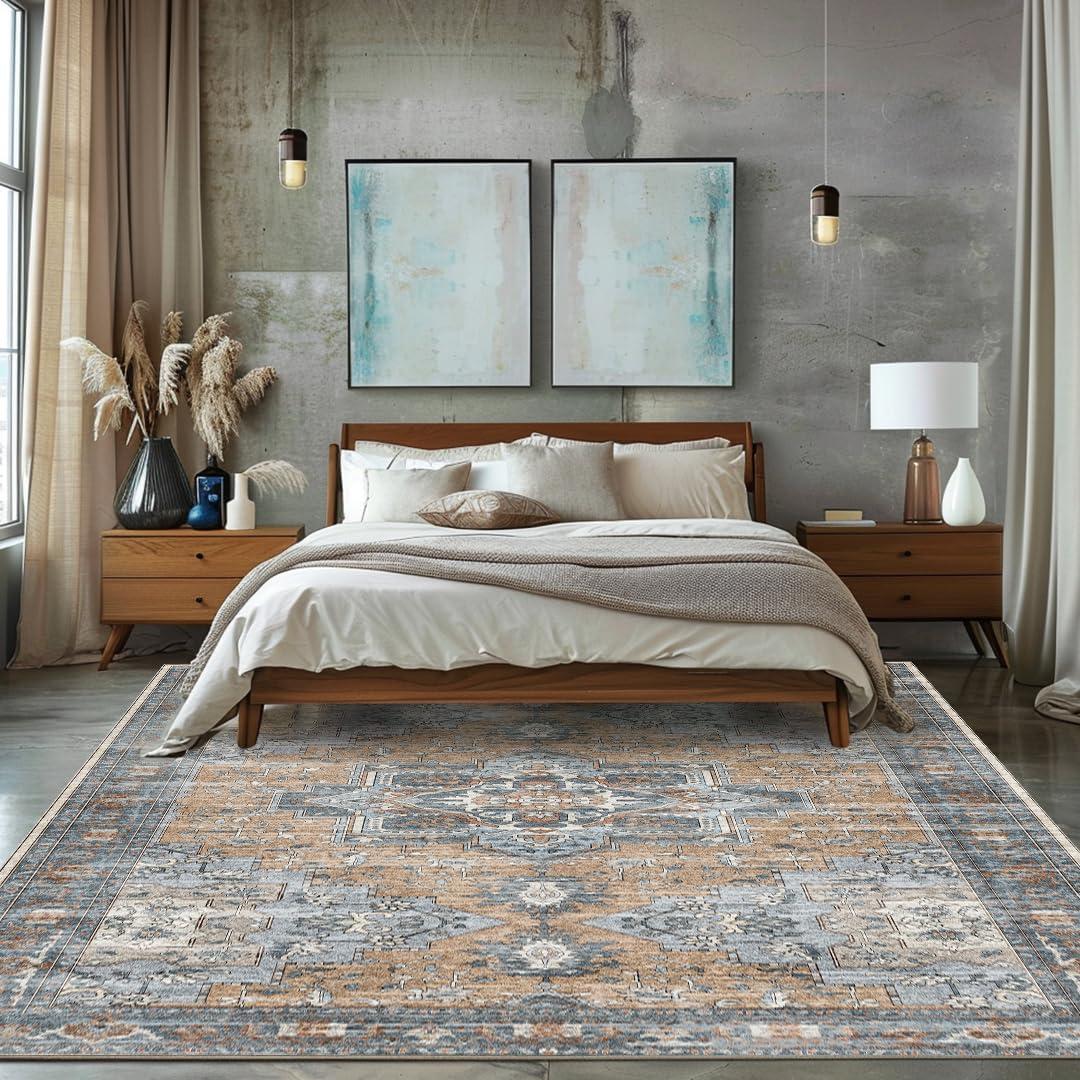 image:imageMuddy Mat Floral Multicolor 3x5 Boho Area Rug Washable Area Rugs for Living Room Bedroom amp Dining Room Modern Soft Low Pile Non Slip Carpet Pet Friendly Waterproof Foldable Rugs for HomeCoral