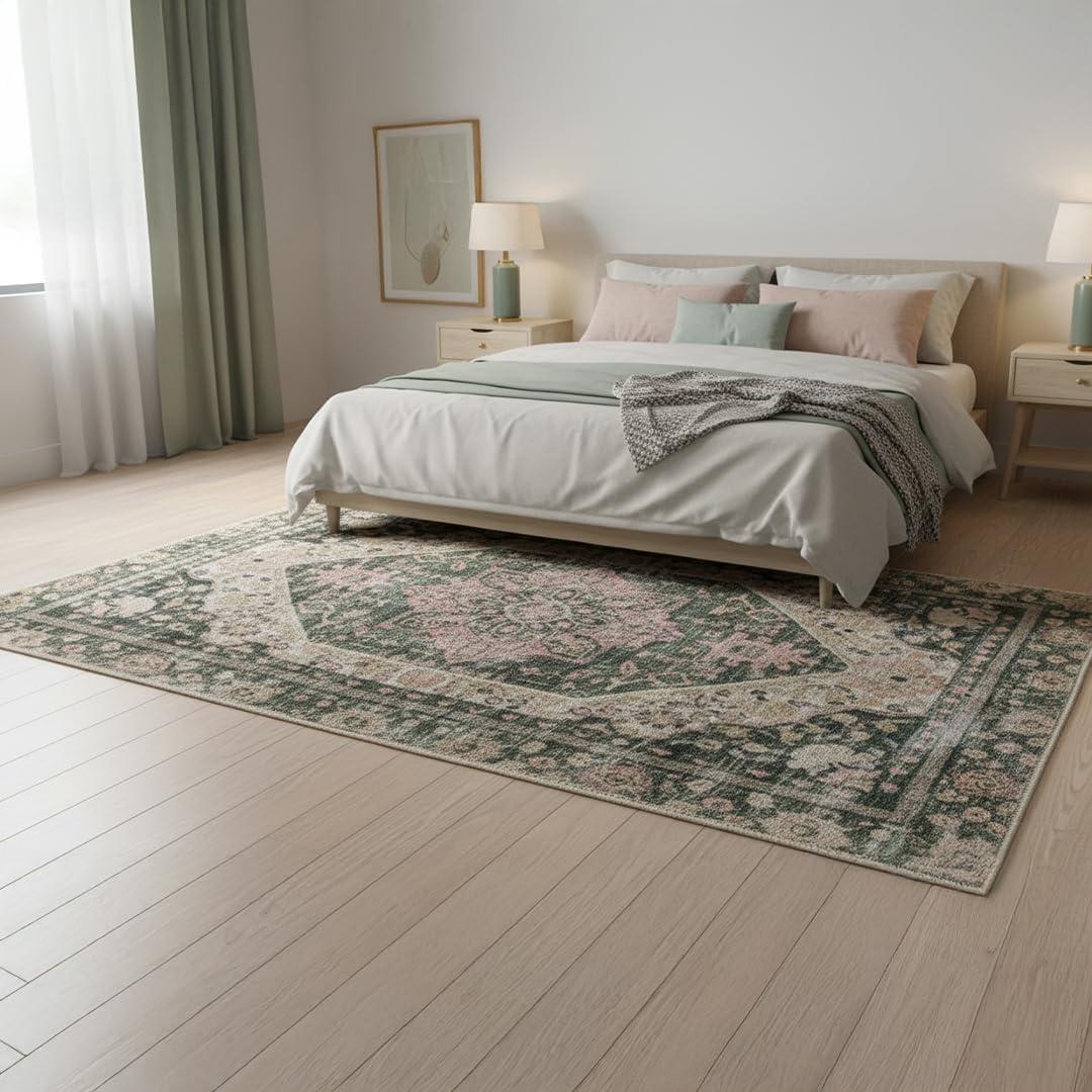 image:imageMuddy Mat Floral Multicolor 3x5 Boho Area Rug Washable Area Rugs for Living Room Bedroom amp Dining Room Modern Soft Low Pile Non Slip Carpet Pet Friendly Waterproof Foldable Rugs for HomeEden
