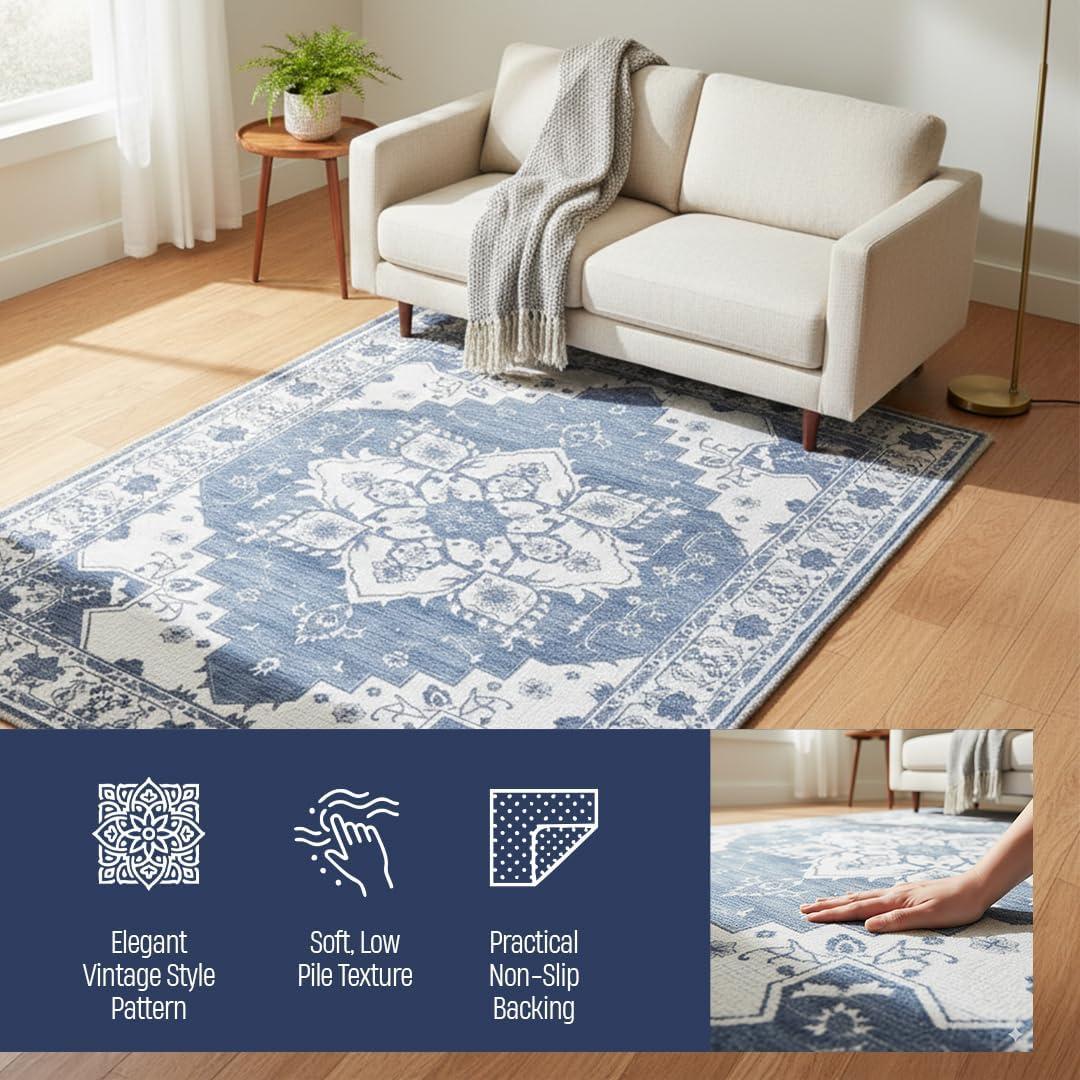 image:imageMuddy Mat Floral Multicolor 3x5 Boho Area Rug Washable Area Rugs for Living Room Bedroom amp Dining Room Modern Soft Low Pile Non Slip Carpet Pet Friendly Waterproof Foldable Rugs for HomeNavybell