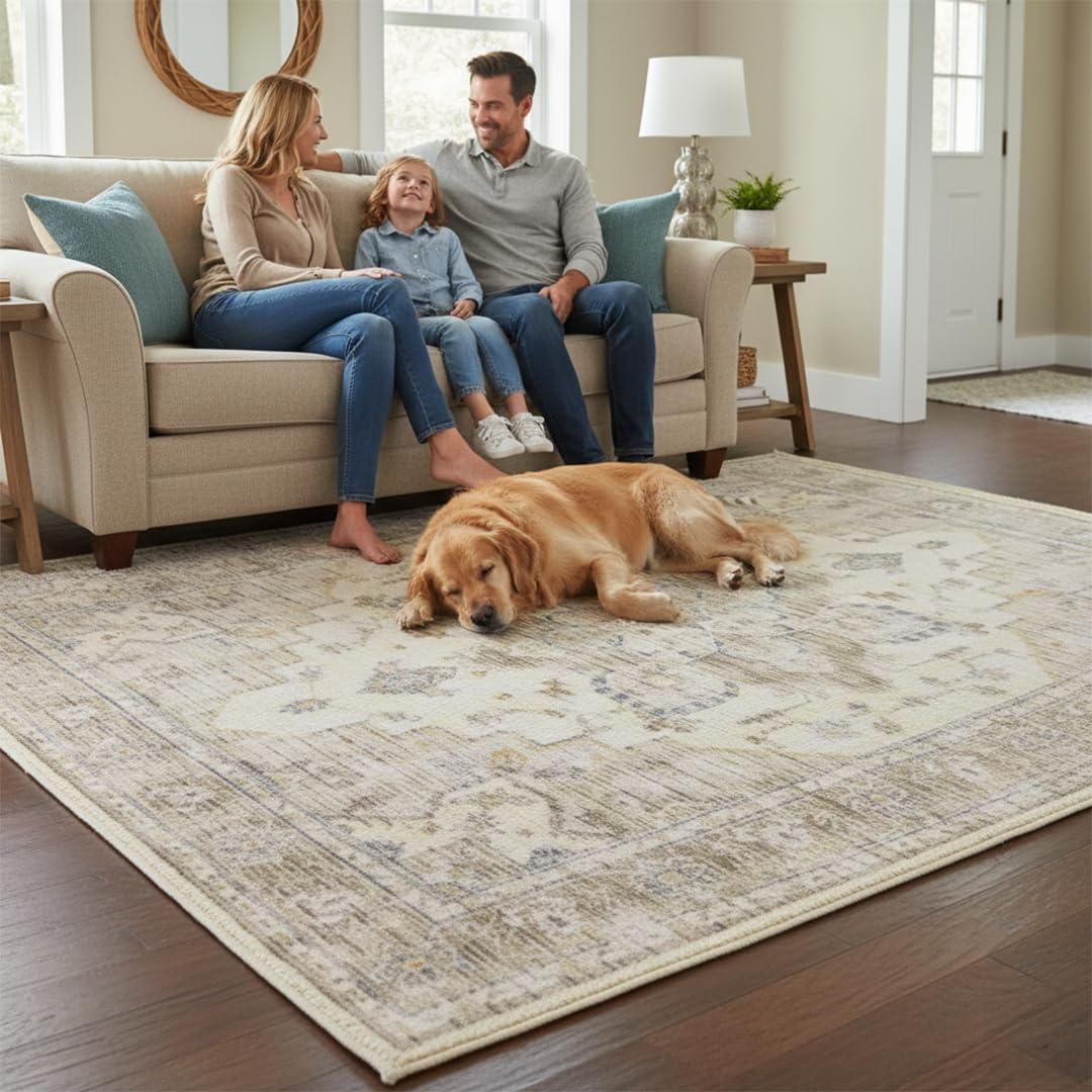 image:imageMuddy Mat Floral Multicolor 3x5 Boho Area Rug Washable Area Rugs for Living Room Bedroom amp Dining Room Modern Soft Low Pile Non Slip Carpet Pet Friendly Waterproof Foldable Rugs for HomeTuscany