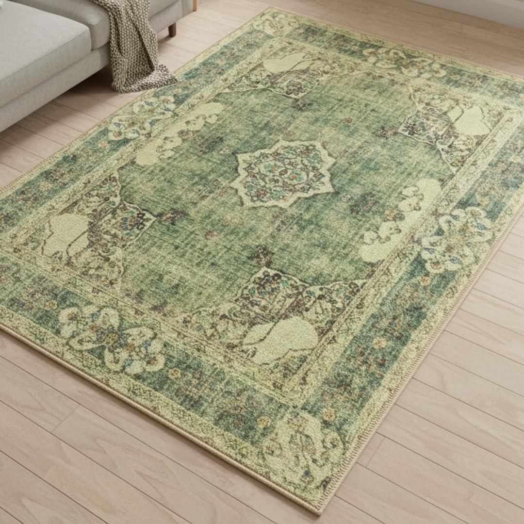 image:imageMuddy Mat Floral Multicolor 3x5 Boho Area Rug Washable Area Rugs for Living Room Bedroom amp Dining Room Modern Soft Low Pile Non Slip Carpet Pet Friendly Waterproof Foldable Rugs for HomeMajestic