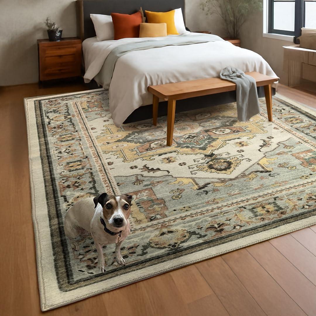 image:imageMuddy Mat Floral Multicolor 3x5 Boho Area Rug Washable Area Rugs for Living Room Bedroom amp Dining Room Modern Soft Low Pile Non Slip Carpet Pet Friendly Waterproof Foldable Rugs for HomeFloral