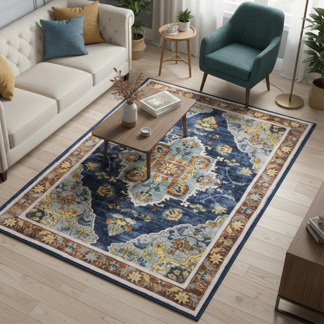 image:imageMuddy Mat Floral Multicolor 3x5 Boho Area Rug Washable Area Rugs for Living Room Bedroom amp Dining Room Modern Soft Low Pile Non Slip Carpet Pet Friendly Waterproof Foldable Rugs for HomeMosaic