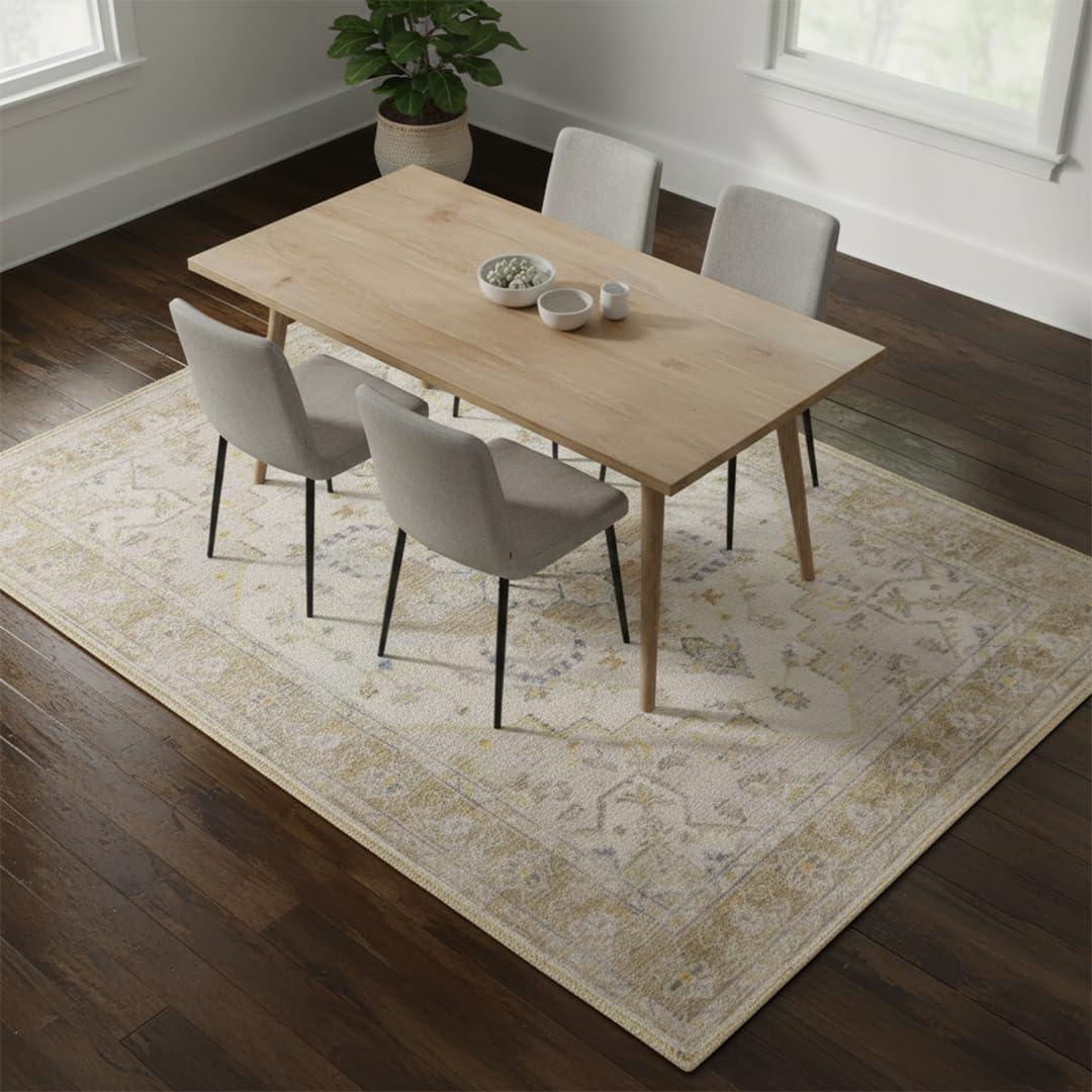 image:imageMuddy Mat Floral Multicolor 3x5 Boho Area Rug Washable Area Rugs for Living Room Bedroom amp Dining Room Modern Soft Low Pile Non Slip Carpet Pet Friendly Waterproof Foldable Rugs for HomeChampagne