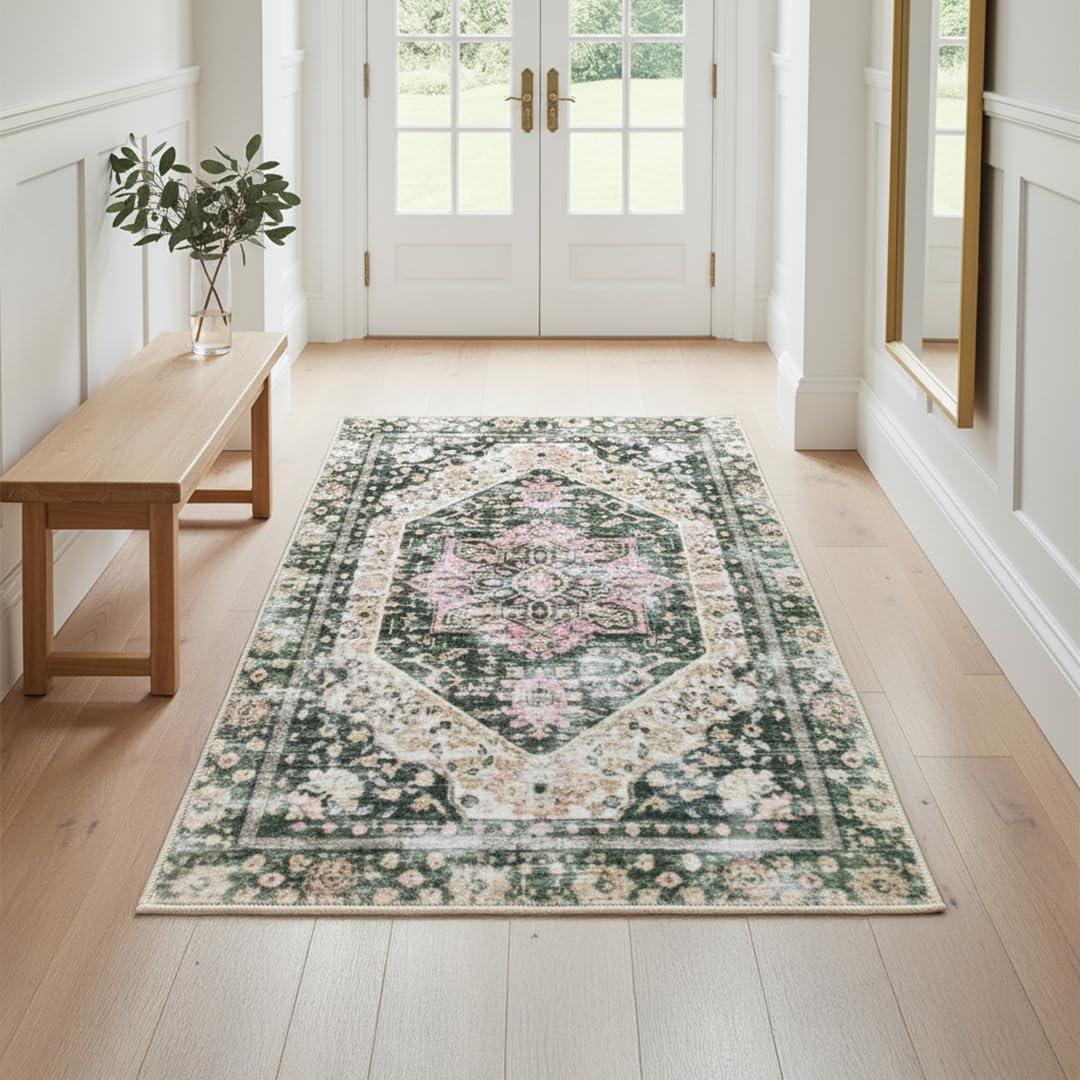 image:imageMuddy Mat Floral Multicolor 3x5 Boho Area Rug Washable Area Rugs for Living Room Bedroom amp Dining Room Modern Soft Low Pile Non Slip Carpet Pet Friendly Waterproof Foldable Rugs for HomeEden