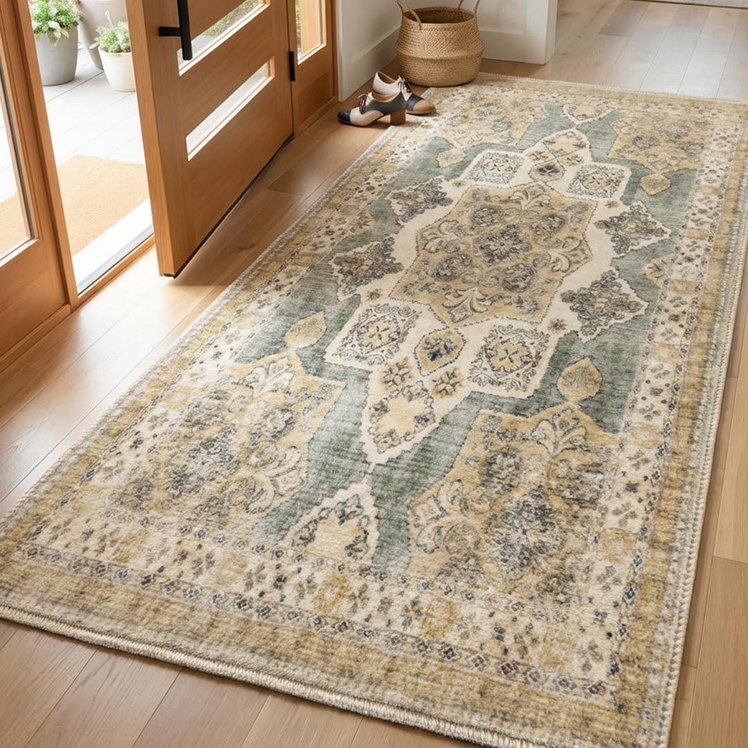 image:imageMuddy Mat Floral Multicolor 3x5 Boho Area Rug Washable Area Rugs for Living Room Bedroom amp Dining Room Modern Soft Low Pile Non Slip Carpet Pet Friendly Waterproof Foldable Rugs for HomeMonarch