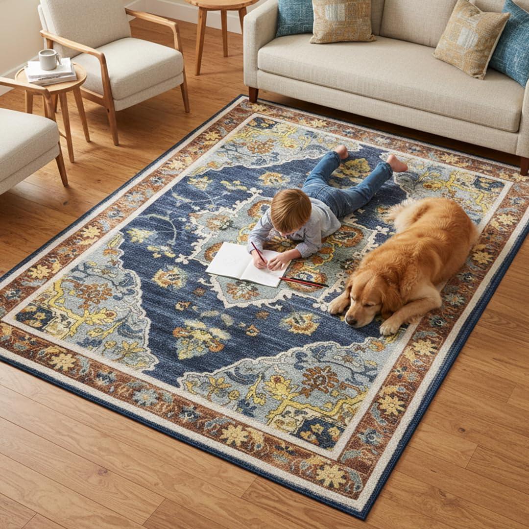 image:imageMuddy Mat Floral Multicolor 3x5 Boho Area Rug Washable Area Rugs for Living Room Bedroom amp Dining Room Modern Soft Low Pile Non Slip Carpet Pet Friendly Waterproof Foldable Rugs for HomeMosaic