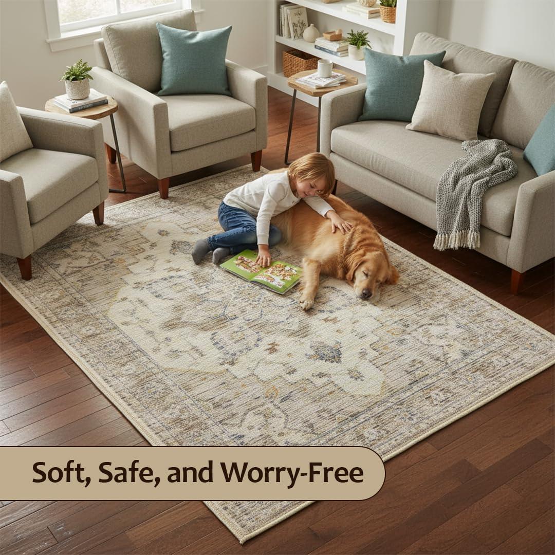 image:imageMuddy Mat Floral Multicolor 3x5 Boho Area Rug Washable Area Rugs for Living Room Bedroom amp Dining Room Modern Soft Low Pile Non Slip Carpet Pet Friendly Waterproof Foldable Rugs for HomeTuscany