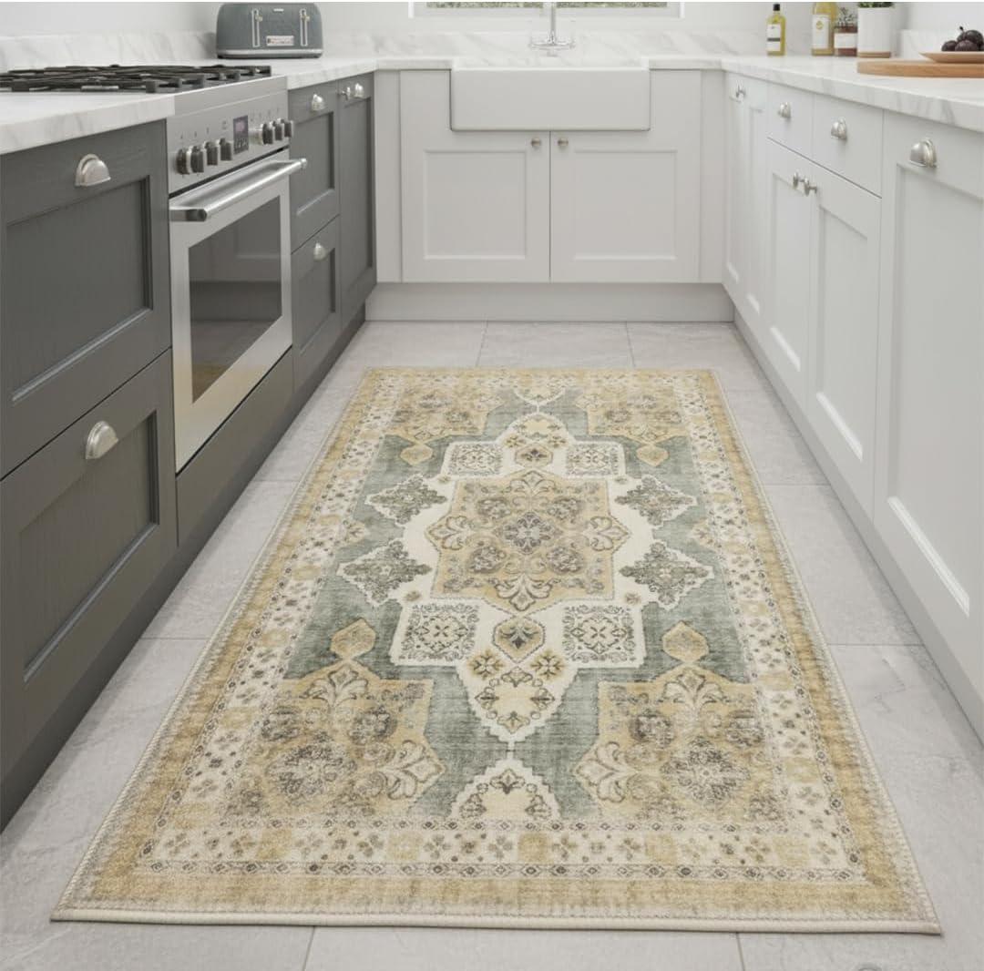 image:imageMuddy Mat Floral Multicolor 3x5 Boho Area Rug Washable Area Rugs for Living Room Bedroom amp Dining Room Modern Soft Low Pile Non Slip Carpet Pet Friendly Waterproof Foldable Rugs for HomeMonarch
