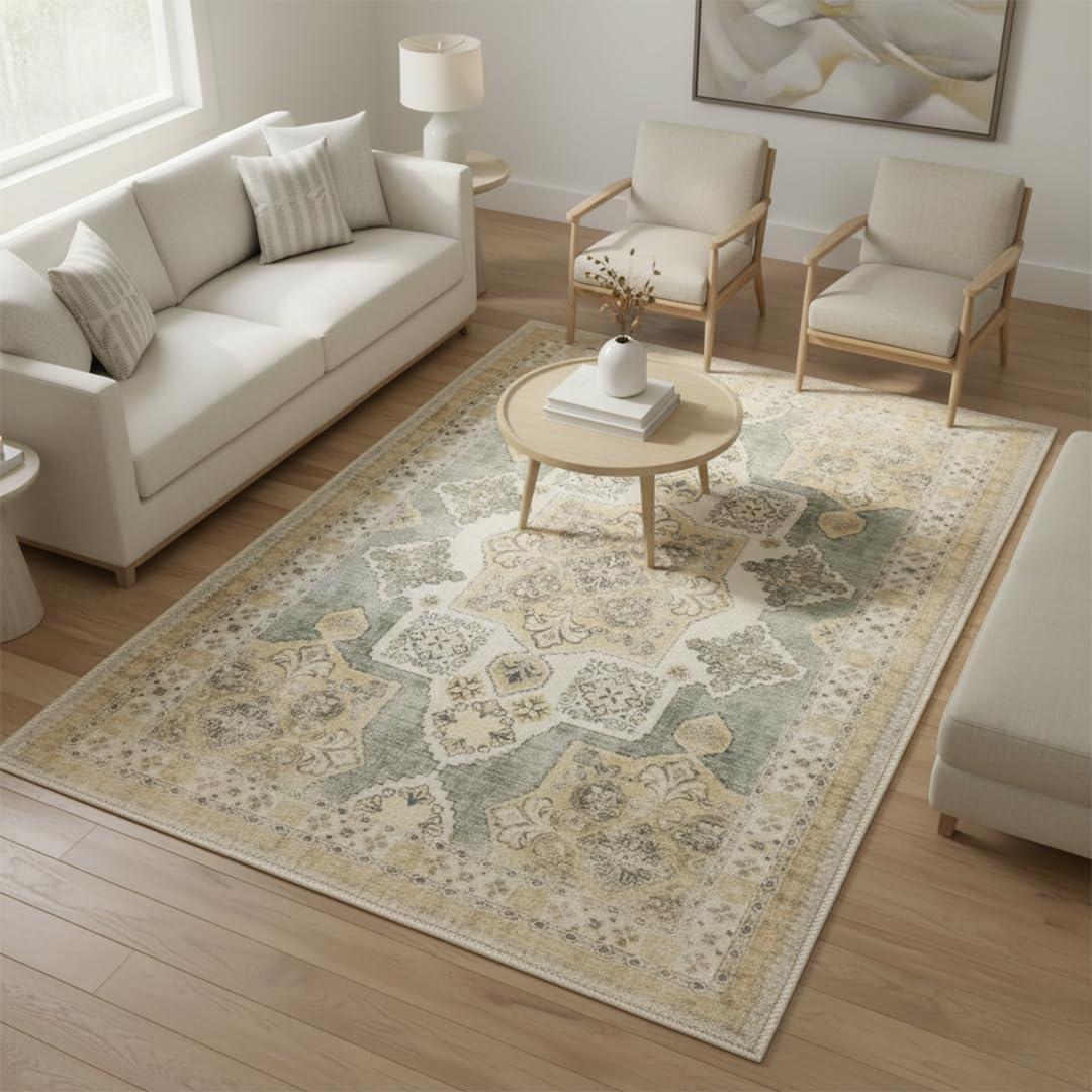 image:imageMuddy Mat Floral Multicolor 3x5 Boho Area Rug Washable Area Rugs for Living Room Bedroom amp Dining Room Modern Soft Low Pile Non Slip Carpet Pet Friendly Waterproof Foldable Rugs for HomeMonarch