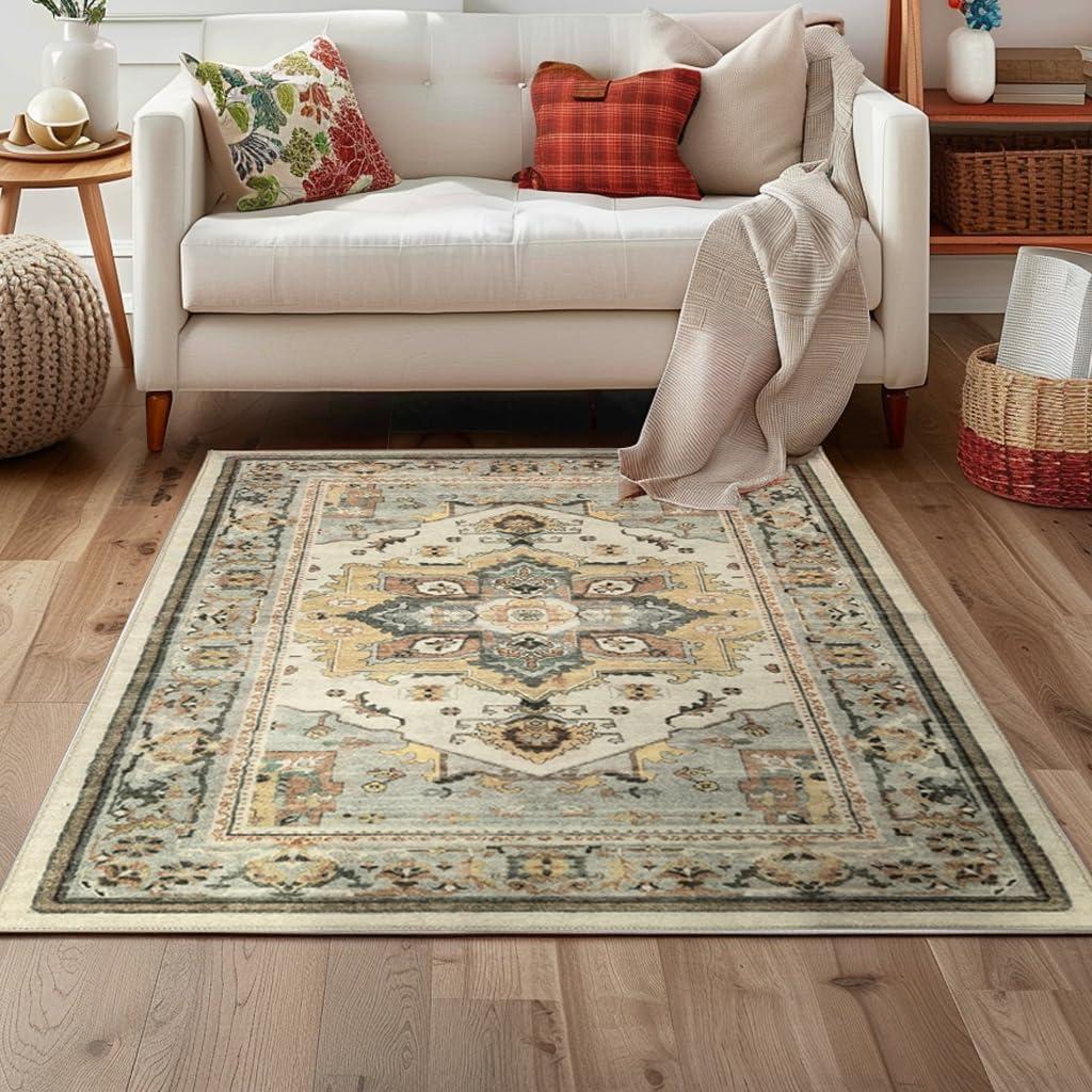 image:imageMuddy Mat Floral Multicolor 3x5 Boho Area Rug Washable Area Rugs for Living Room Bedroom amp Dining Room Modern Soft Low Pile Non Slip Carpet Pet Friendly Waterproof Foldable Rugs for HomeFloral