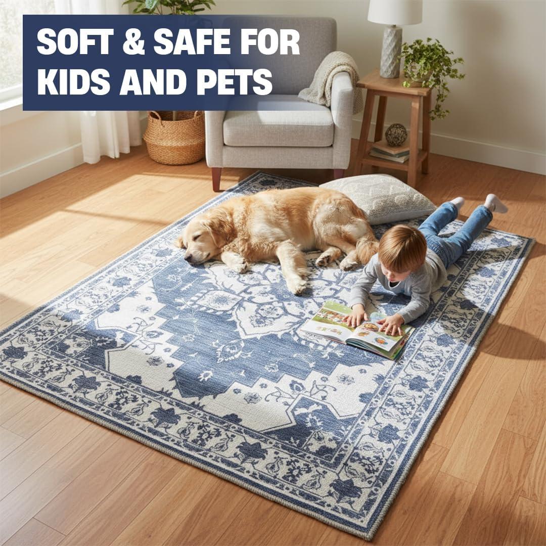 image:imageMuddy Mat Floral Multicolor 3x5 Boho Area Rug Washable Area Rugs for Living Room Bedroom amp Dining Room Modern Soft Low Pile Non Slip Carpet Pet Friendly Waterproof Foldable Rugs for HomeNavybell