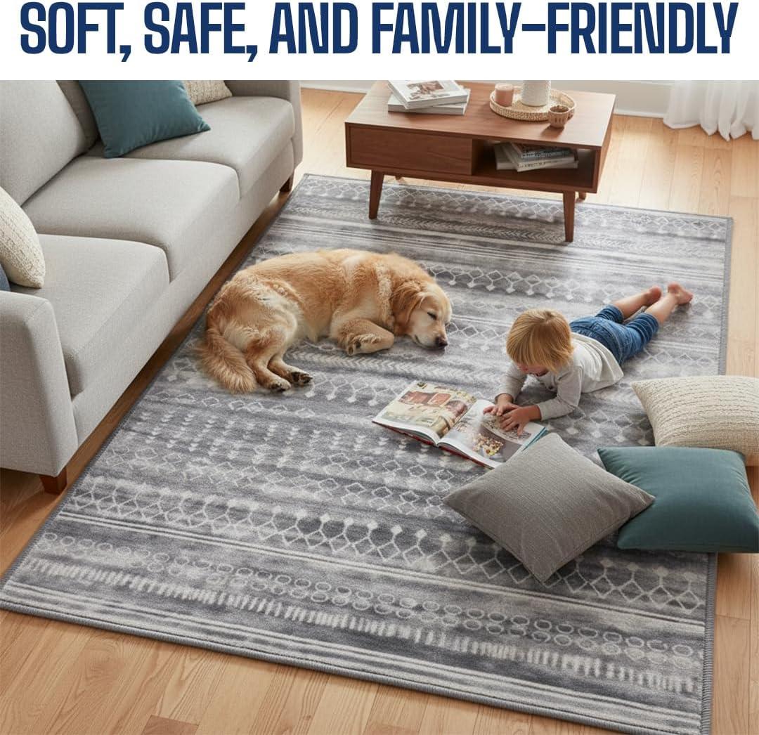 image:imageMuddy Mat Floral Multicolor 3x5 Boho Area Rug Washable Area Rugs for Living Room Bedroom amp Dining Room Modern Soft Low Pile Non Slip Carpet Pet Friendly Waterproof Foldable Rugs for HomeGreyline